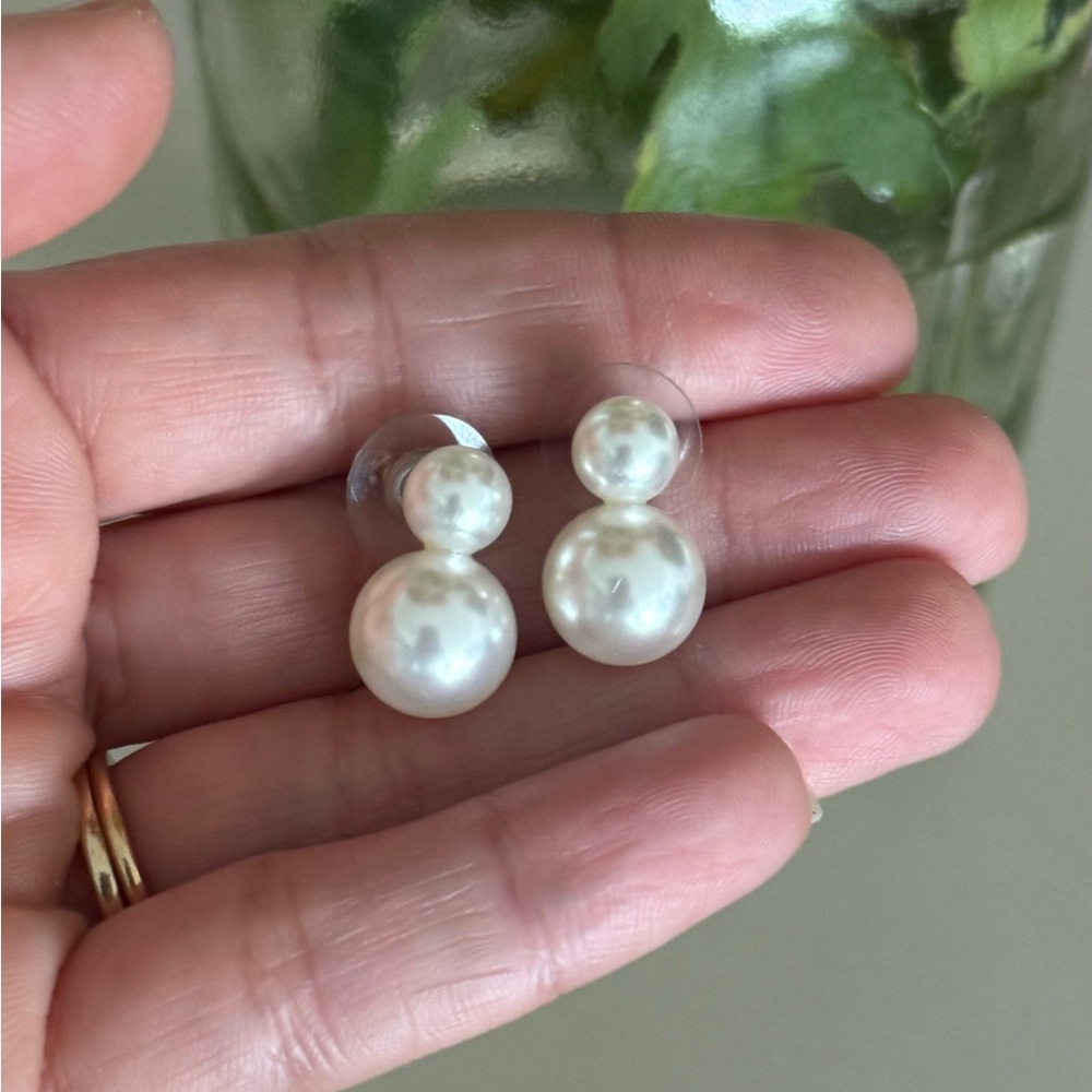Jennifer behr iris earrings - Double Pearl Studs for brides